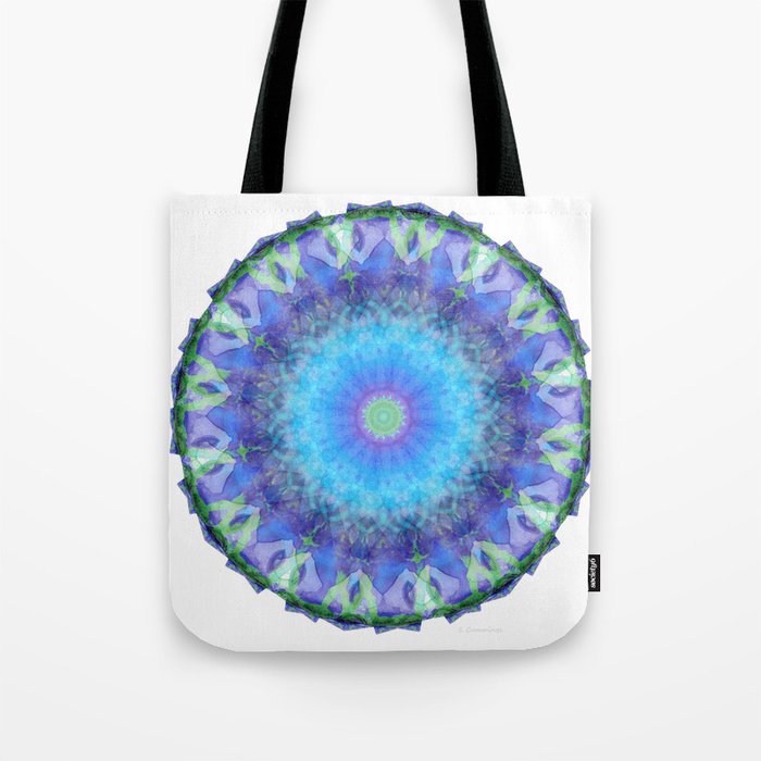 Organic Purple Art - Wild Iris Mandala Tote Bag