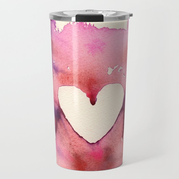 Watercolor Heart Travel Mug