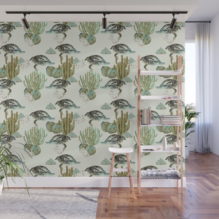 Crocodile pattern on the cactus Wall Mural