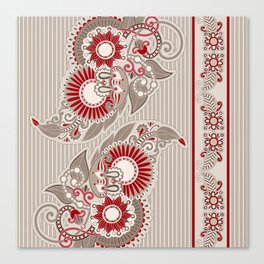 Paisley Ornament Beige and Red Canvas Print