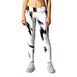 Black and White Brush Strokes Leggings | Abstract, Acrylic, Painting, Organic, Brush Strokes, Dashes, Brush Stroke, Black And White, Paint, Wabi Sabi 