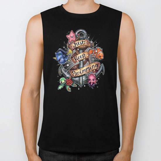 Just Keep Swimming Biker Tank