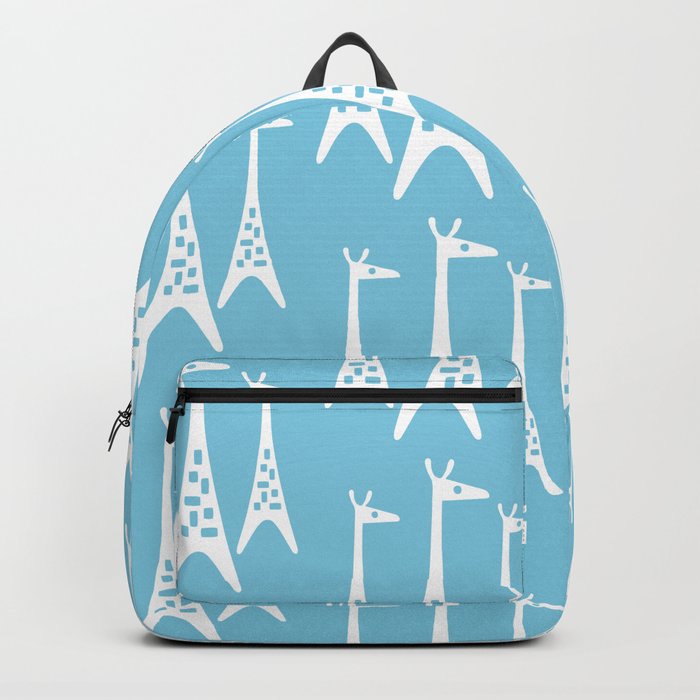 Mid Century Modern Giraffe Pattern 229 Light Blue Backpack