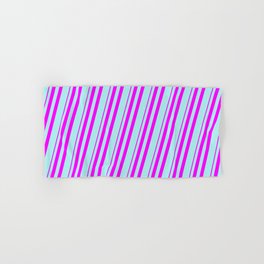 [ Thumbnail: Fuchsia & Turquoise Colored Striped/Lined Pattern Hand & Bath Towel ]