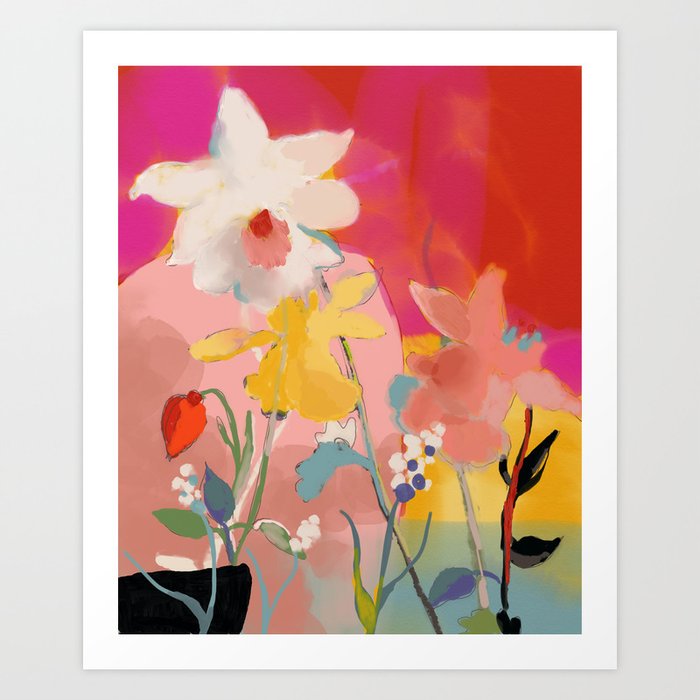 blooming abstract pink Art Print
