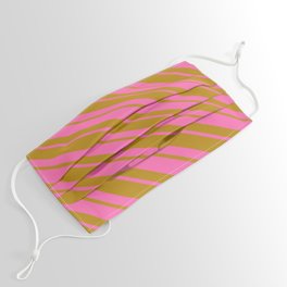[ Thumbnail: Dark Goldenrod and Hot Pink Colored Pattern of Stripes Face Mask ]