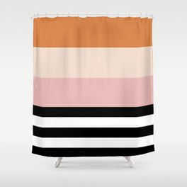 Aspen Cream Stripe Shower Curtain | Stripe, Black And White, Blackwhitestripe, Boho, Modern, Graphicdesign, Cream, Aspen, Minimal, Pink 