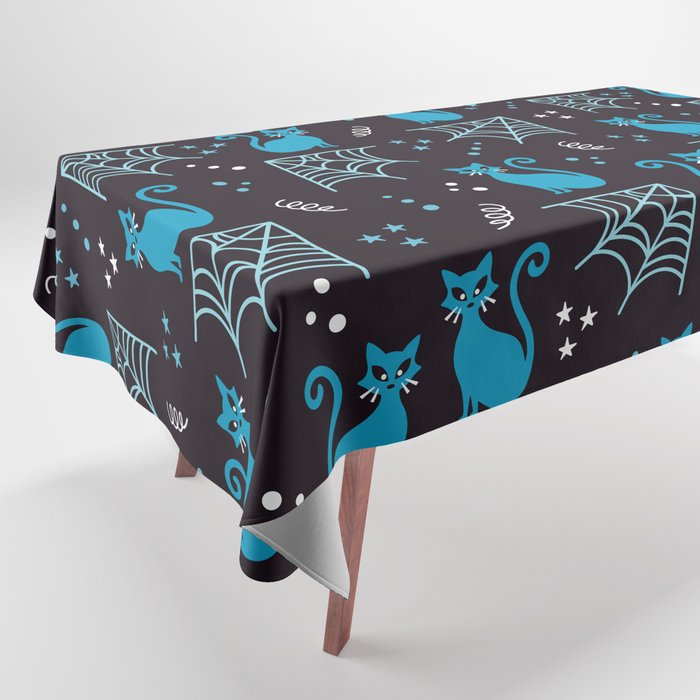 Halloween cats blue party Tablecloth