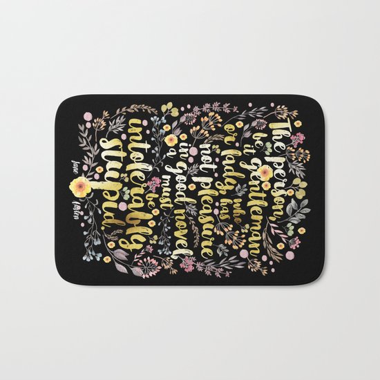 Jane Austen - Intolerably Stupid Gold Foil Bath Mat