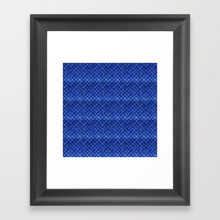 Quatrefoil Pattern Black Outline On Blue Framed Art Print