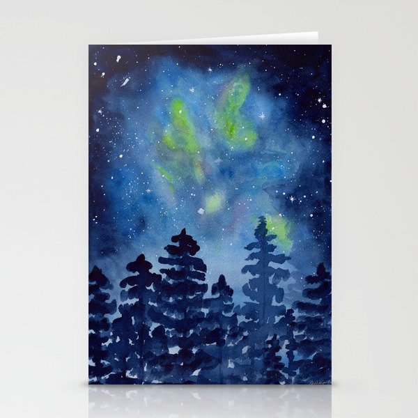 Starry Night with Pines Stationery Cards