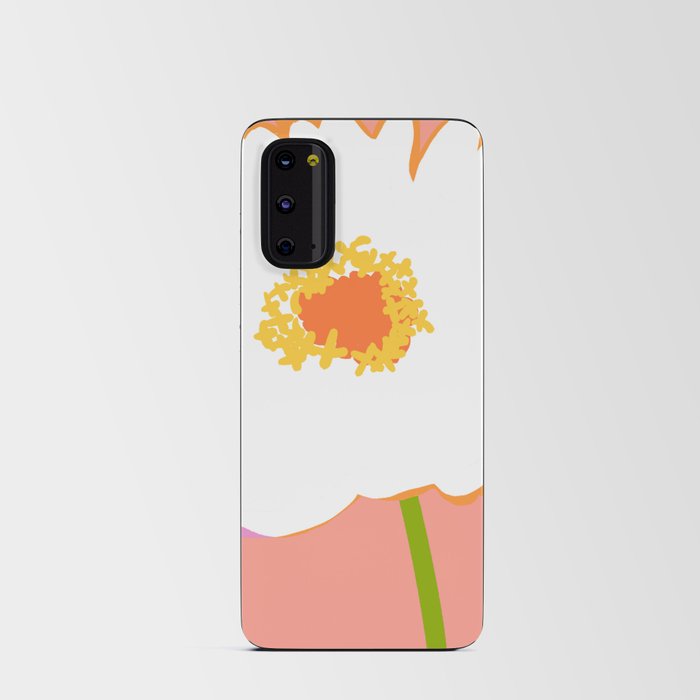 Big Modern White Flower On Apricot Retro Scandi Cheerful Garden Peach Floral Illustration Android Card Case