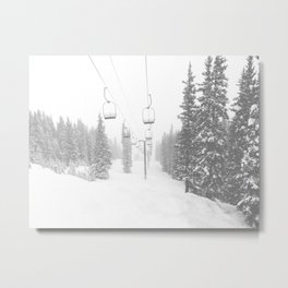 Empty Chairlift // Alone on the Mountain at Copper Whiteout Conditions Foggy Snowfall Metal Print | Pictures Woodlands, Chair Chairs Aspen, Miller Photography, Mammoth Snowboarding, Landscape Warren Q0, Photo, Mountain Mountains, Alpine Slopes Tree, Black And White B W, Vibes Clouds Out 