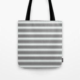 [ Thumbnail: Gray & Mint Cream Colored Stripes Pattern Tote Bag ]