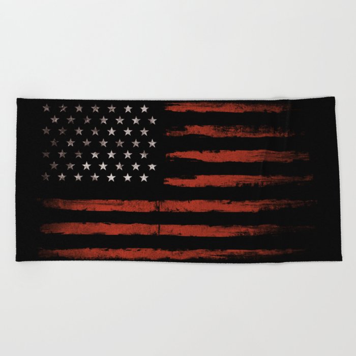 American flag Grunge Black Beach Towel