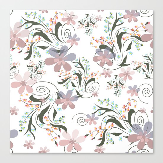 Pink blue flowers . floral pattern , flowers , illustration flowers , textiles flower , pink flowers Canvas Print