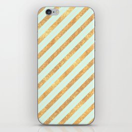 Abstract geometrical teal coral gold glitter  iPhone Skin