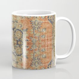 Vintage Woven Coral and Blue Kilim Coffee Mug