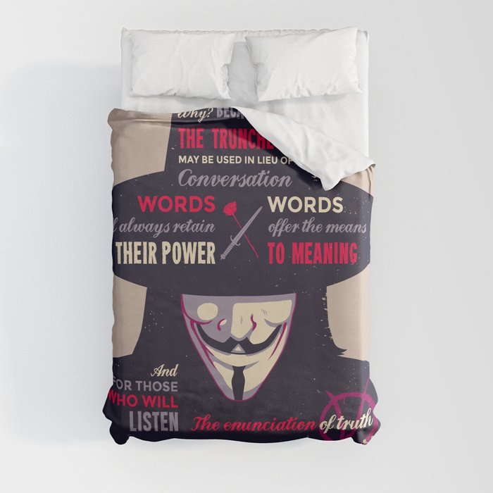 Enunciation of Truth // Comic, Anarchy, Revolution, Anonymous Duvet Cover