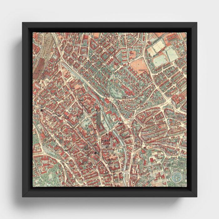 Vintage Map of Hagen, Germany Framed Canvas