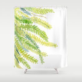 Fern Leaves Watercolor Shower Curtain