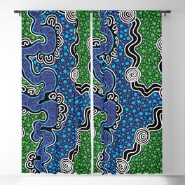 Authentic Aboriginal Art - The River (green) Blackout Curtain