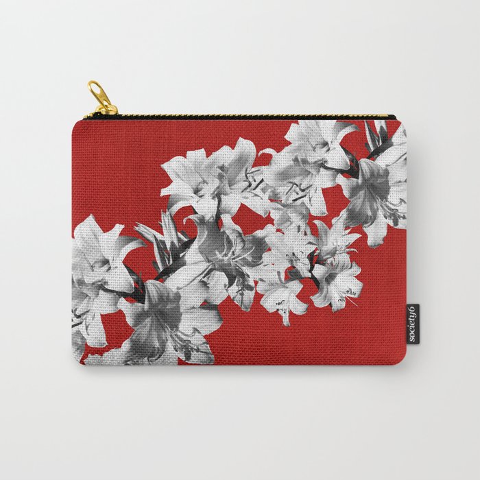 Lilies, Lily Flowers on Red Carry-All Pouch