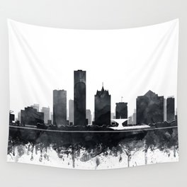 Milwaukee Skyline Watercolor Black & White by Zouzounio Art Wall Tapestry