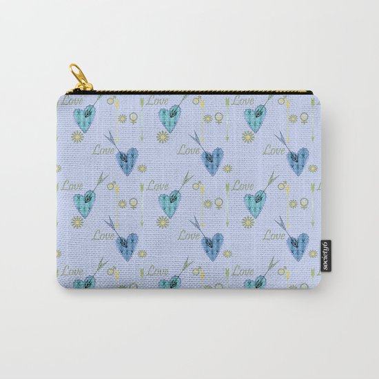 Love . The filigree heart . Blue background . Carry-All Pouch