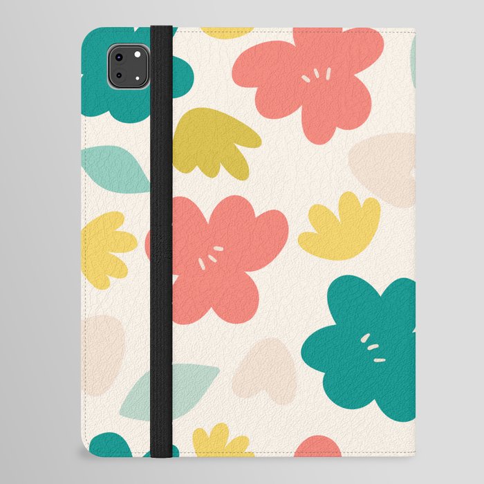 Colorful Retro Spring Flowers Garden Meadow iPad Folio Case