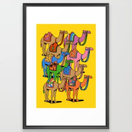 Colorful Desert Camels Colourful Morroco Sahara 60s World Traveller Framed Art Print