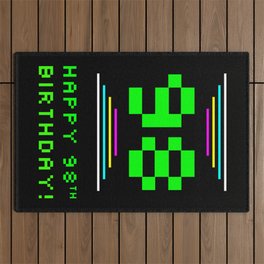 [ Thumbnail: 98th Birthday - Nerdy Geeky Pixelated 8-Bit Computing Graphics Inspired Look Outdoor Rug ]