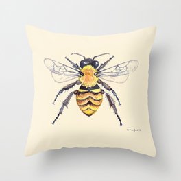 Watercolor Bee Throw Pillow