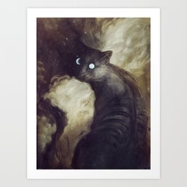 The Cat and the moon Art Print