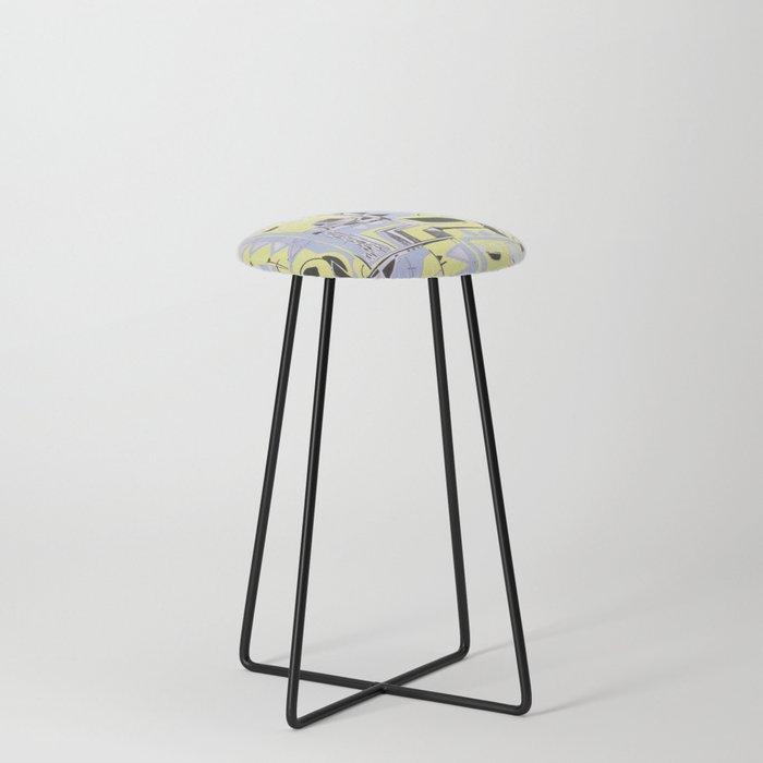 Grey and Yellow Windows Counter Stool