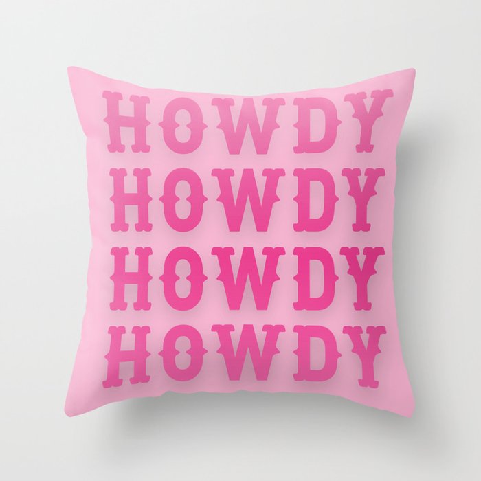 Howdy - Pink Western Aesthetic Throw Pillow