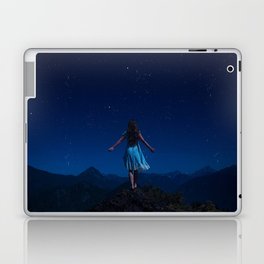 All the world is yours; female on mountaintop overlooking infinity and the world color photograph - photography - photographs Laptop Skin