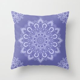 Elegant Periwinkle Purple Blue Boho Mandala Throw Pillow