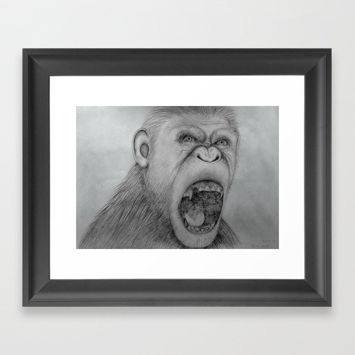 Planet of the Apes Pencil Drawing Framed Art Print