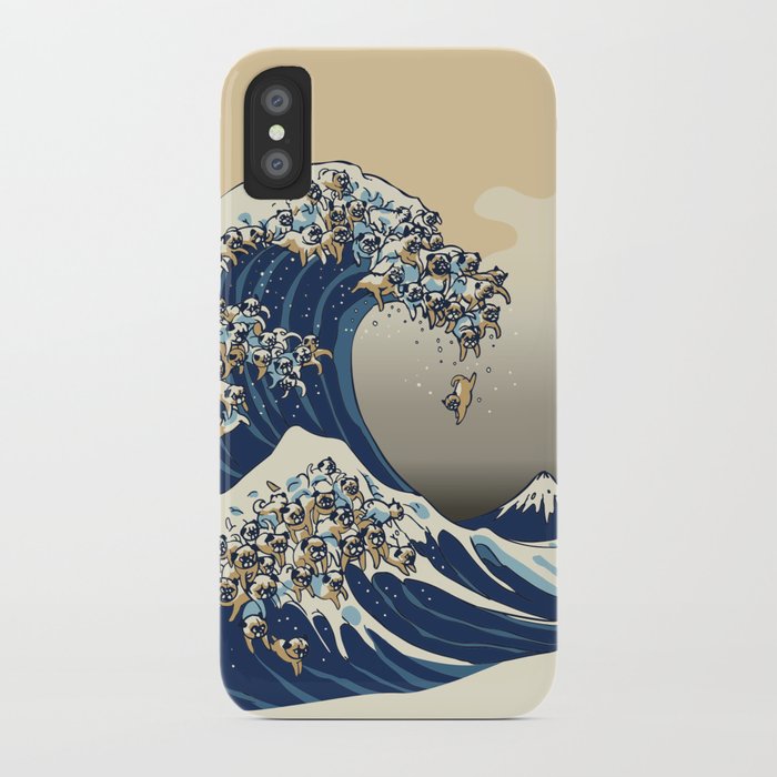 the great wave of pugs vanilla sky iphone case