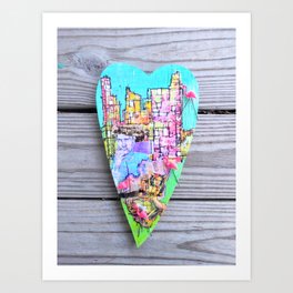 Heart Miami Flamingo City Art Print