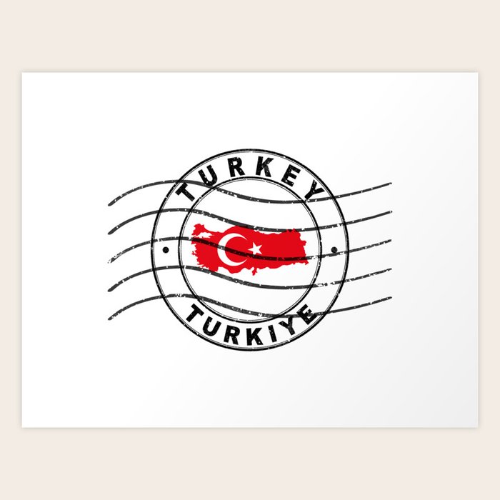 Map of Turkey, Postal Passport Stamp, Travel Stamp Art Print by