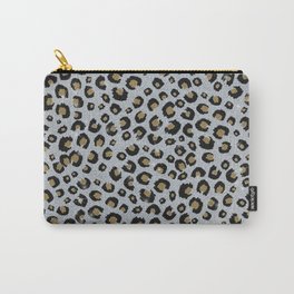Silver Gold Glitter Black Leopard Print Carry-All Pouch