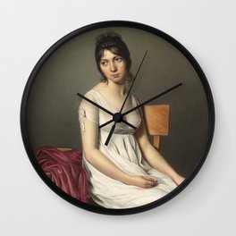 Portrait of a Young Woman in White by Jaques-Louis David Wall Clock | Naples, Florence, Figurative, Tuscany, Decor, Brunette, Painting, Italian, Reclining, Nude 