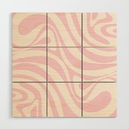New Groove Retro Swirl Abstract Pink Cream Wood Wall Art
