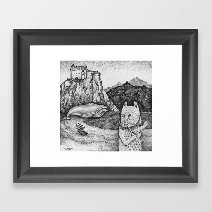 The Whale, The Castle & The Smoking Cat Framed Art Print