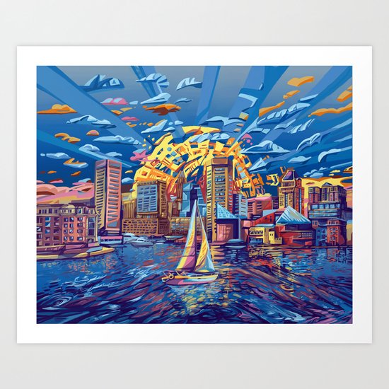 abstract city skyline-baltimore Art Print
