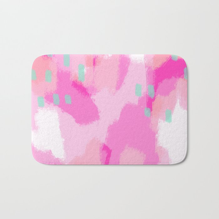 amelia - Pink Abstract Digital Painting Bath Mat