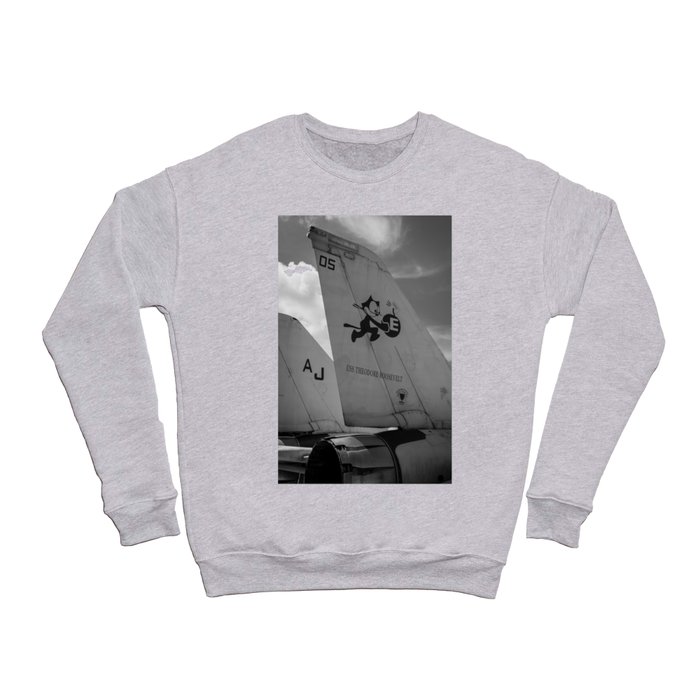 Navy Tomcat Jet Tailwings Black And White Print Crewneck Sweatshirt