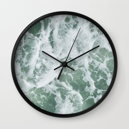 Blue and green ocean waves splashing Wall Clock